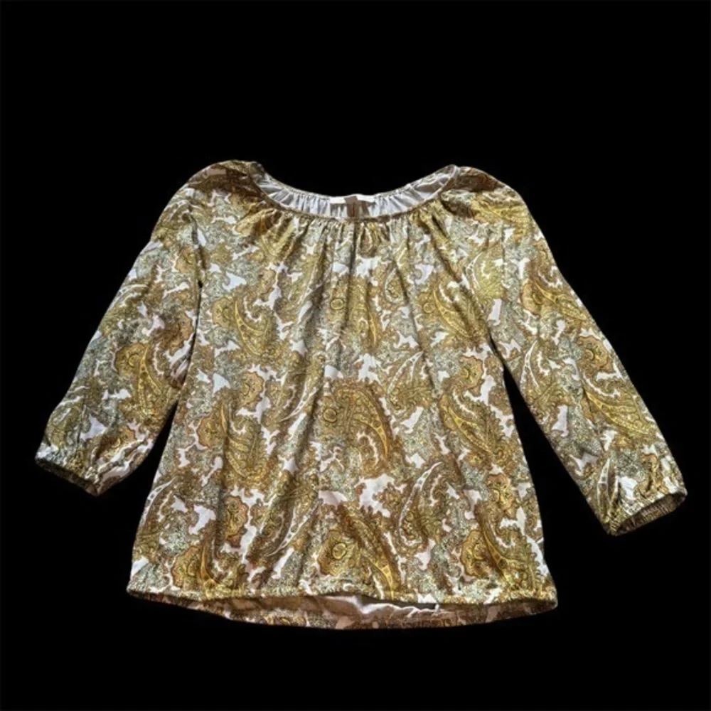 Michael Kors Gold Paisley Blouse off the shoulder Size Small